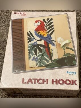 WonderArt Caron Parrot Latch Hook Wall Hanging – Red, Blue, Yellow